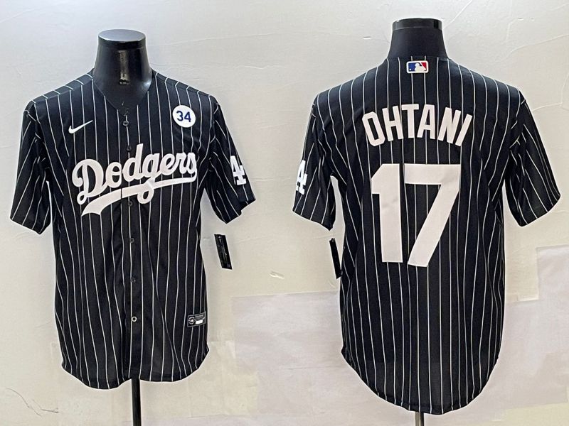 Men Los Angeles Dodgers #17 Ohtani Black Stripe Jointly Name 2025 Nike MLB Jersey style 6->los angeles dodgers->MLB Jersey
